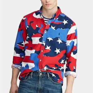 NWT Ralph Lauren stars & stripes camo collared, button-down long sleeve